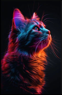 Neon Cat Portrait Poster