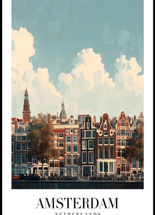 Amsterdam's Iconic Canal View Urban or Cityscape Poster
