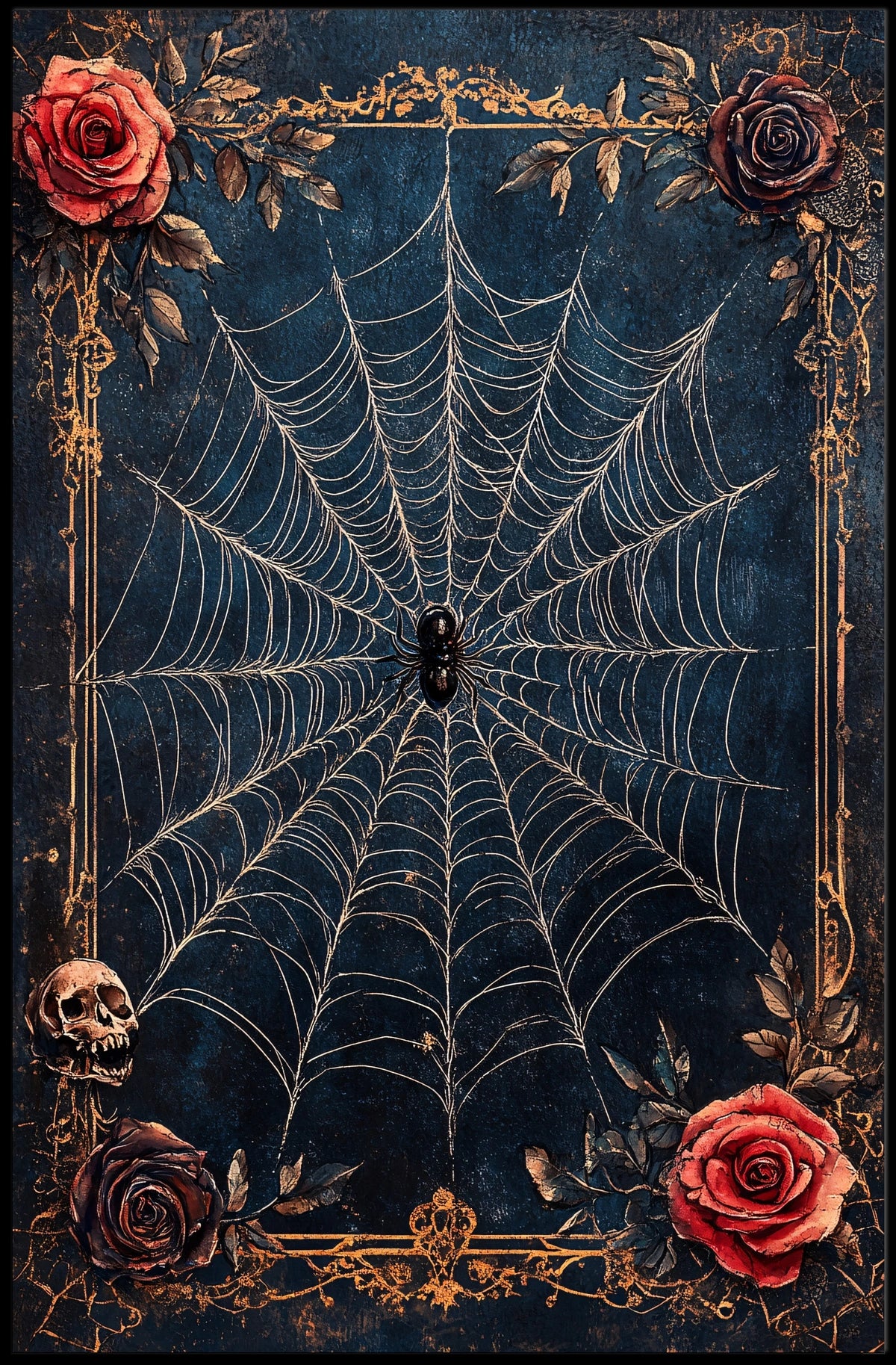 Intricate Spider Web Gothic Art Animal Poster