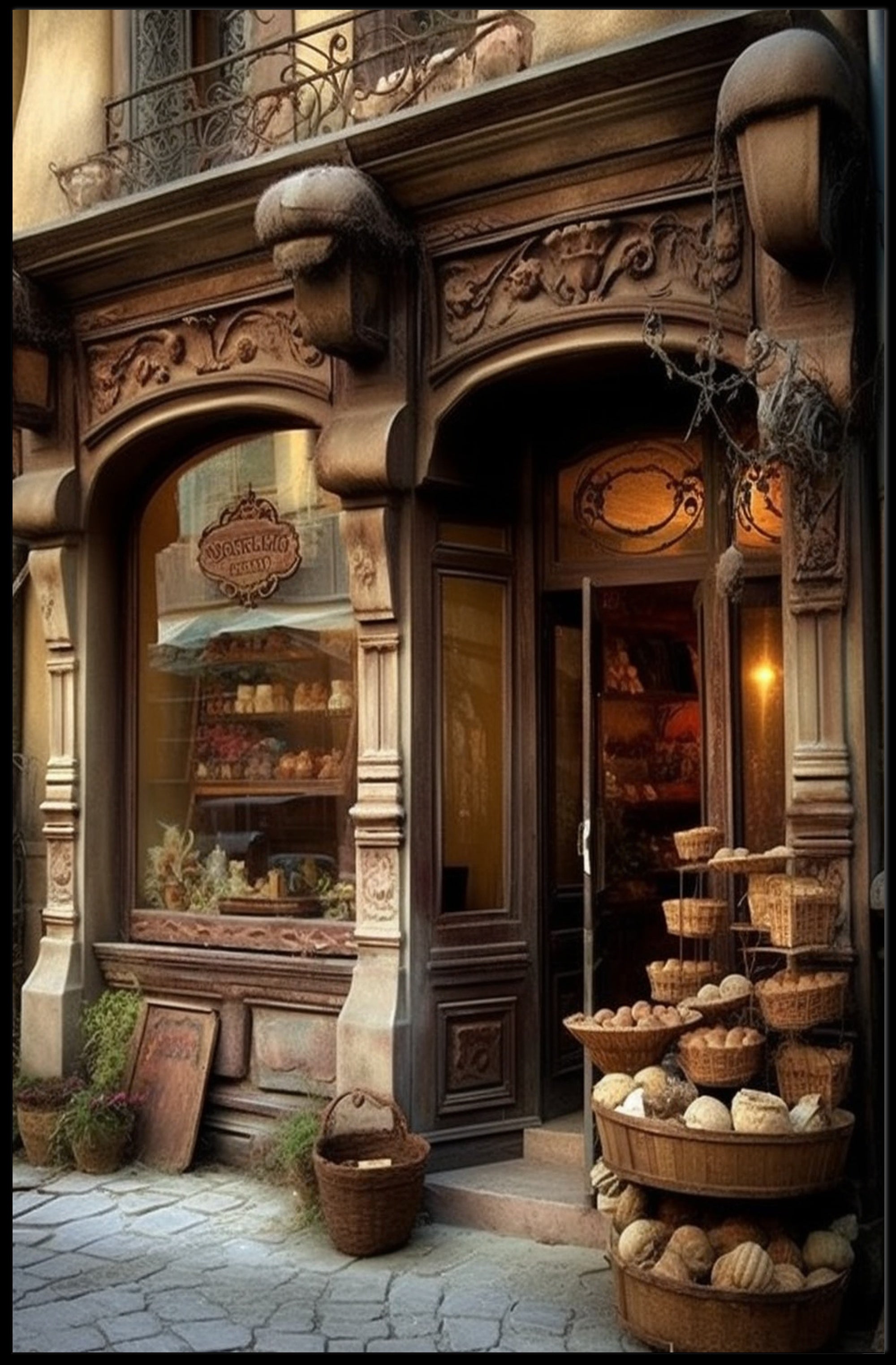 Charming Vintage Bakery Scene Poster