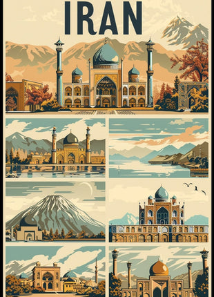Iranian Landmarks Vintage Travel Poster