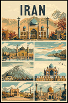 Iranian Landmarks Vintage Travel Poster