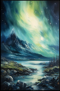 Majestic Mountain Aurora Art Print - National Park Poster