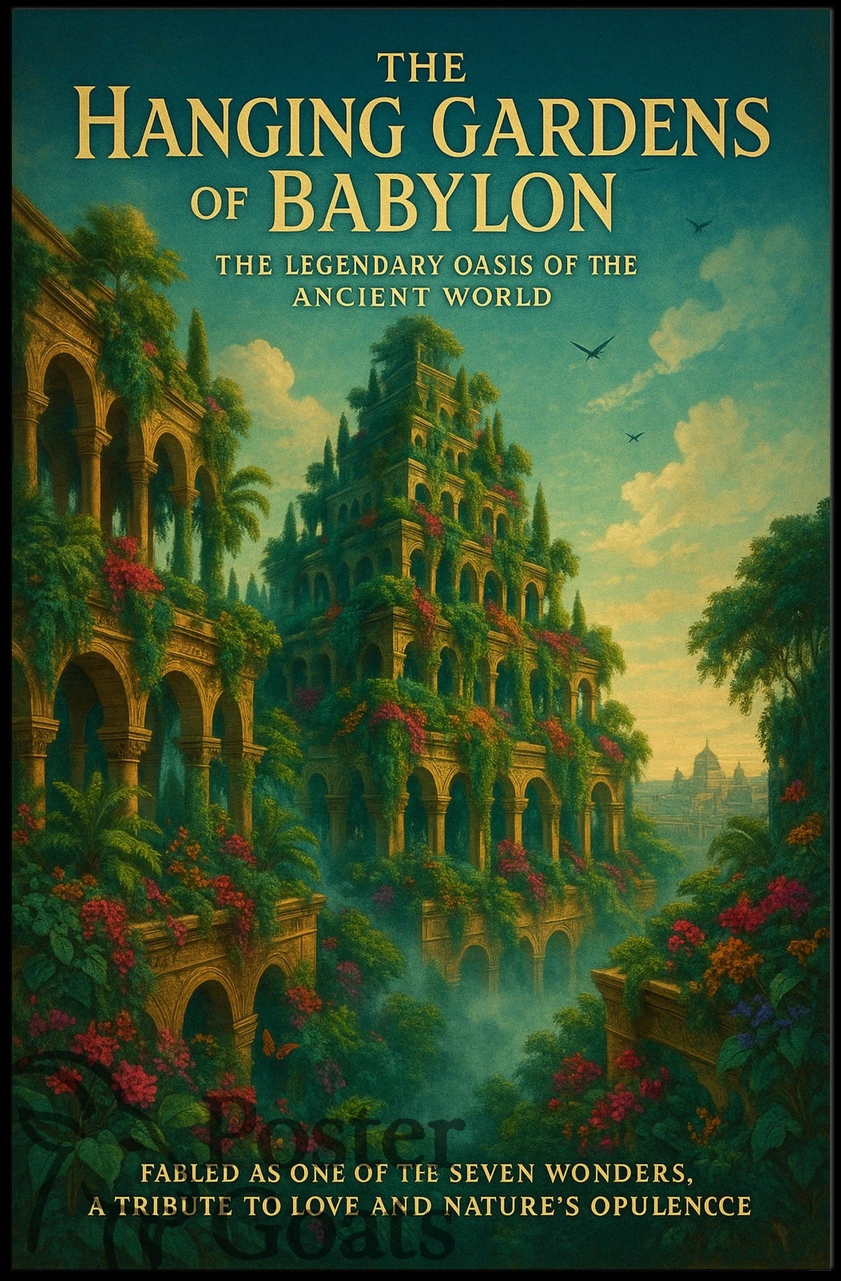 Hanging Gardens of Babylon Vintage Cultural or Heritage Poster