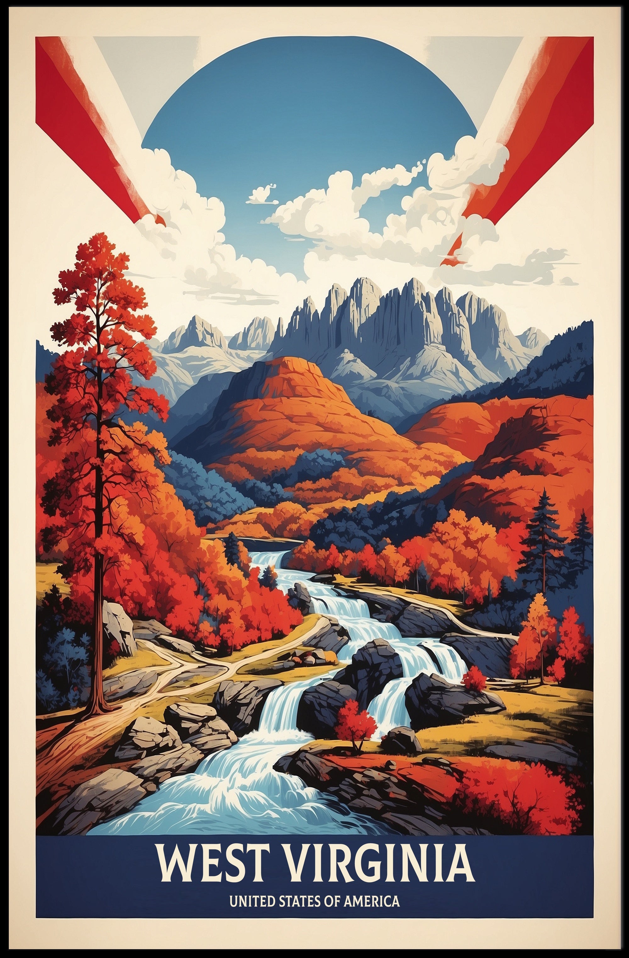 Scenic Autumn Landscape Vintage Travel Poster