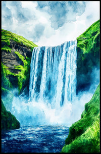Iceland Skgafoss Waterfall Landscape Poster