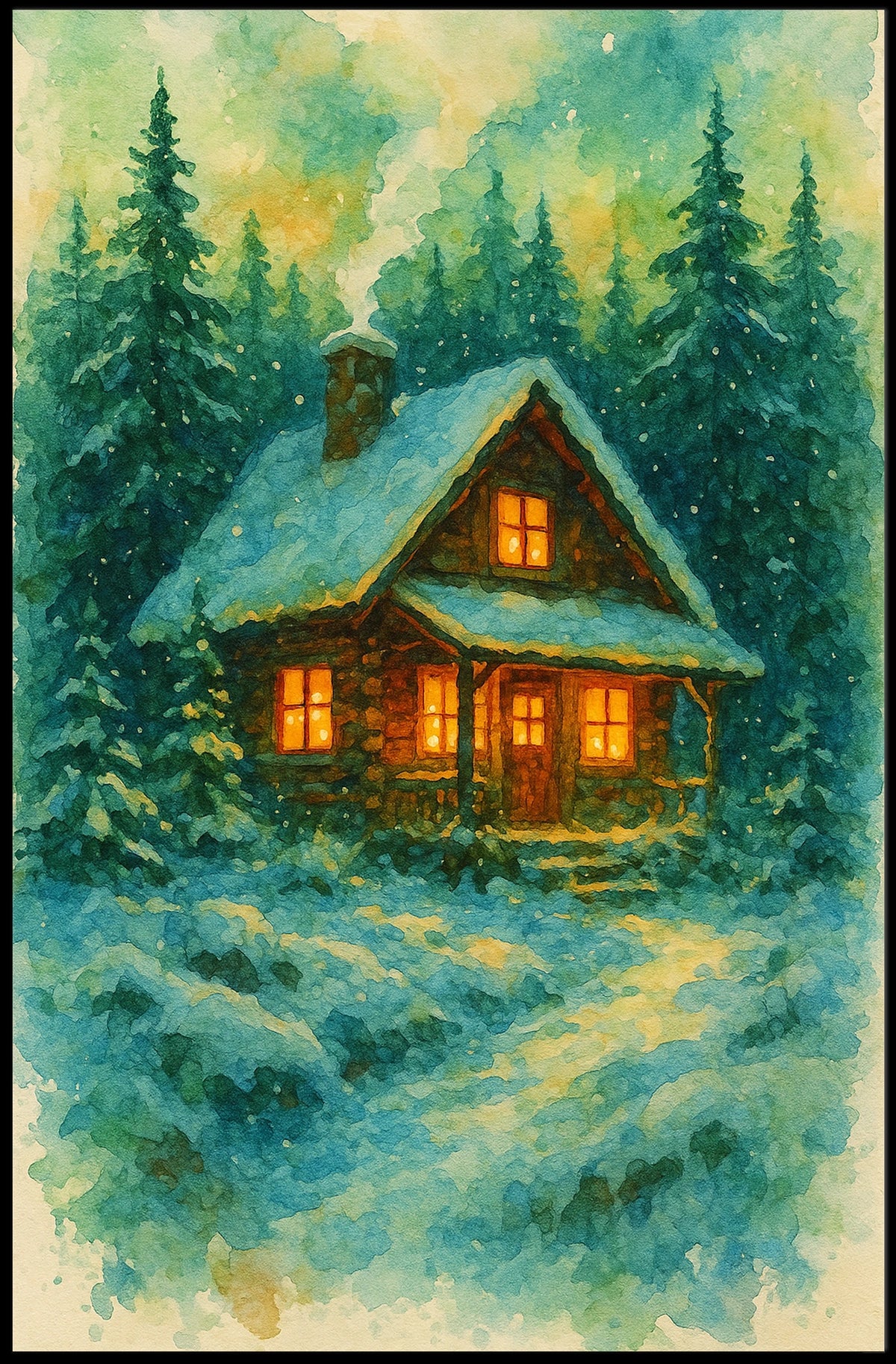Cozy Winter Cabin Poster