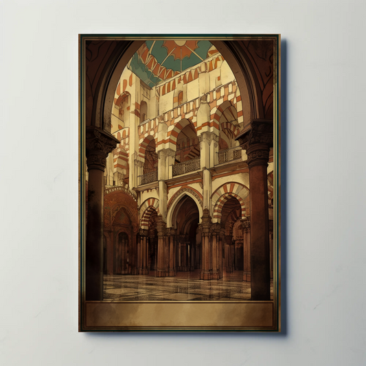 Moorish Arches Interior Cordoba Mosque Spain Travel Poster