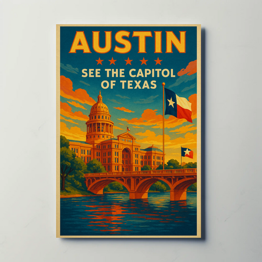 Austin Texas Capitol Travel Poster