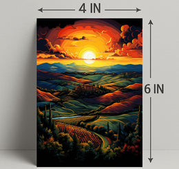 Vibrant Sunset Over Rolling Hills Poster