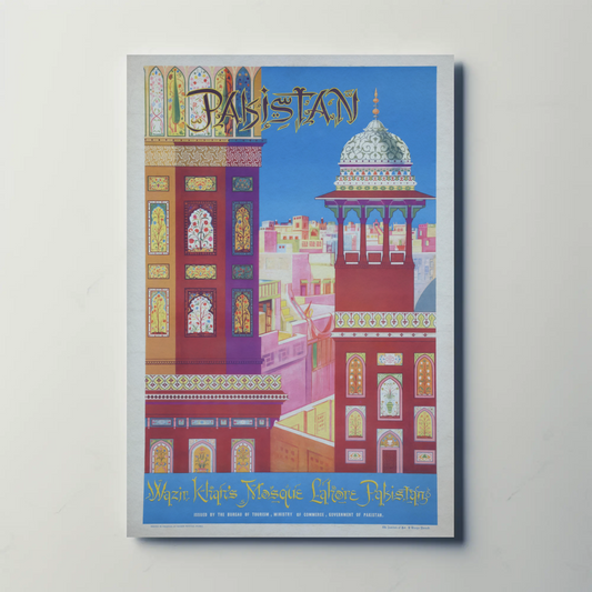 Pakistan Wazir Khan Mosque Vintage Poster