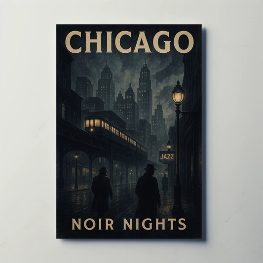 Chicago Noir Nights Jazz Travel Poster