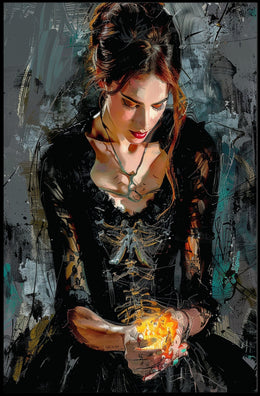 Mystical Gothic Woman with Fiery Object Poster PosterGoat