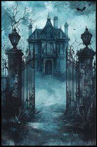 Haunted Manor At Dusk Poster