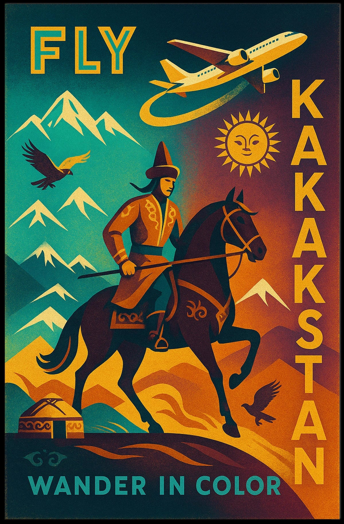 Wander In Color Explore Kazakhstan Poster