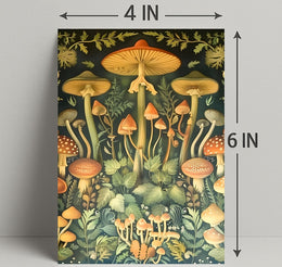 Mushroom Wonderland in Vintage Botanical Illustration Educational Poster