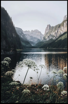 Majestic Mountain Landscape Poster with Tranquil Lake