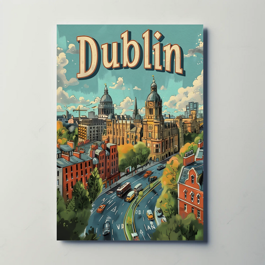 Vintage Poster - Dublin Skyline View
