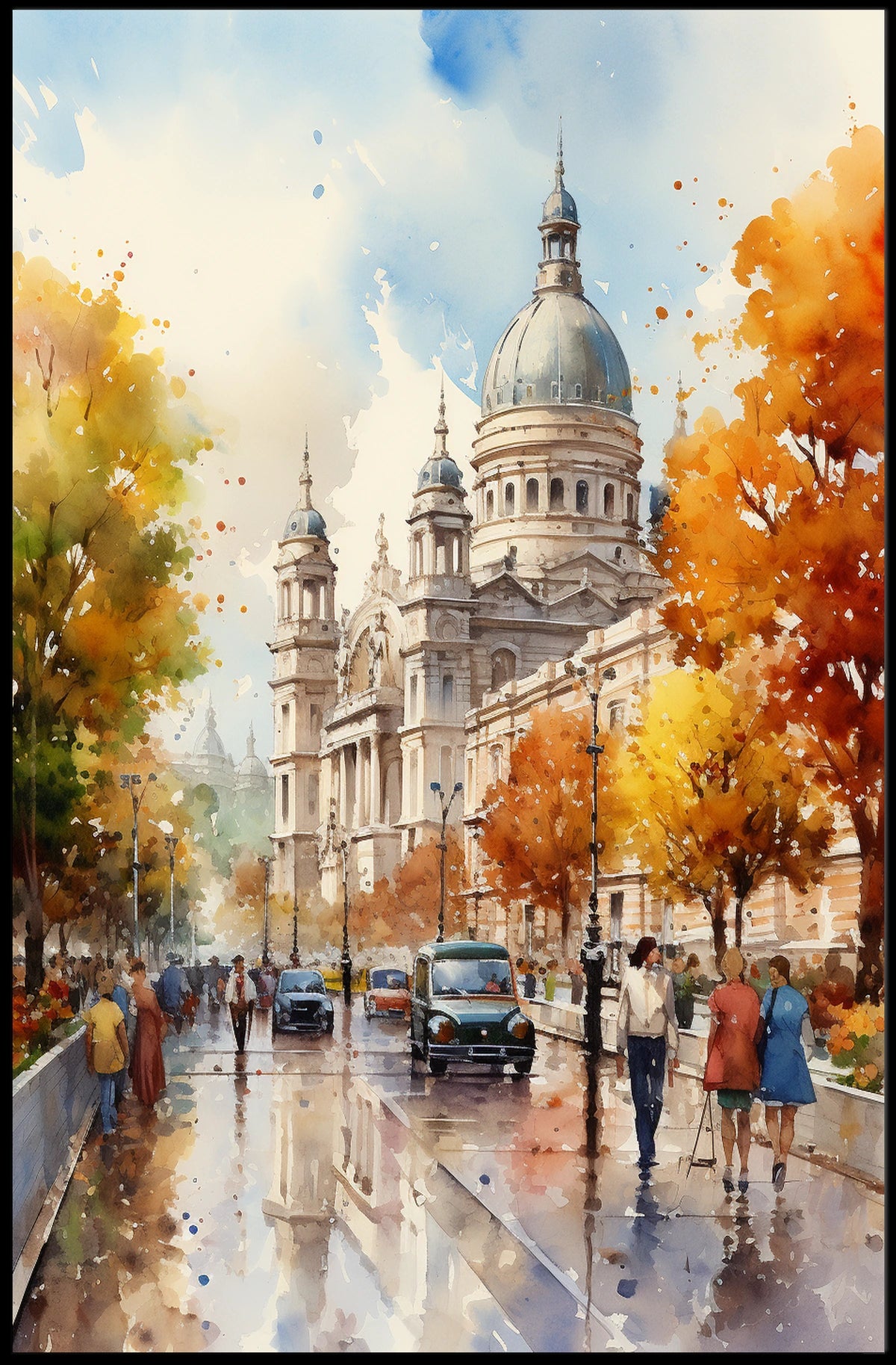 European Cityscape Architecture Travel Poster