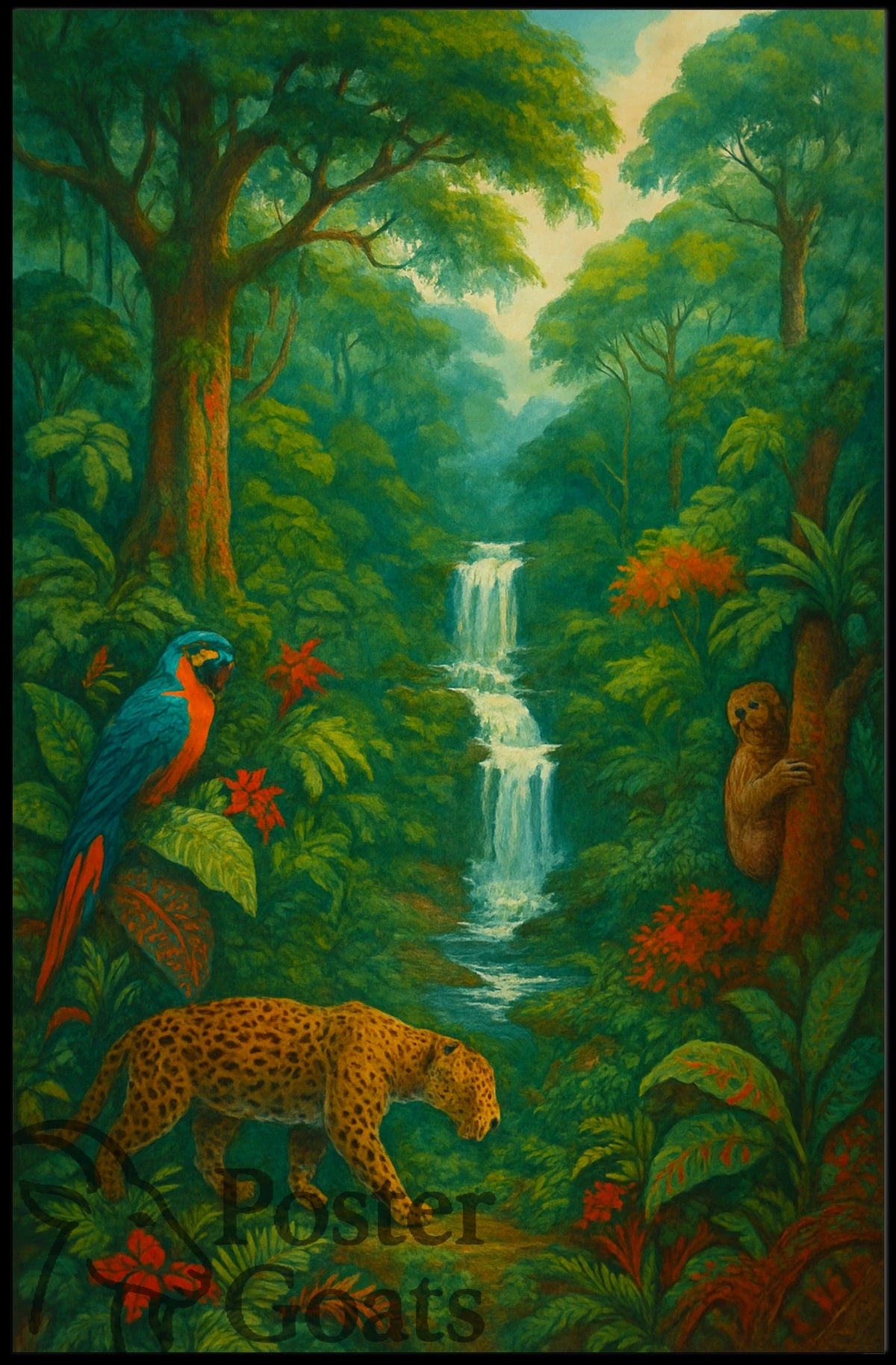 Tropical Rainforest Animal Harmony Art Print in Animal Poster