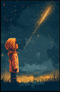 Dreamy Child Gazes at Stars Space or Astronomy Poster PosterGoat