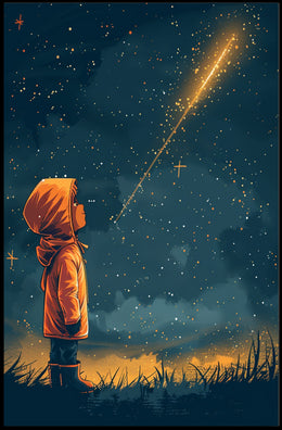 Dreamy Child Gazes at Stars Space or Astronomy Poster PosterGoat