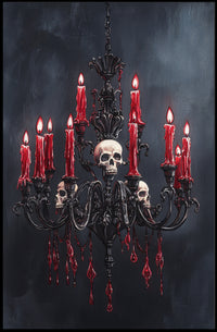 Gothic Chandelier With Skulls Poster