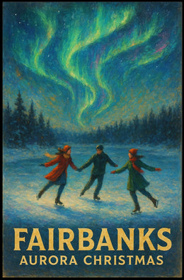 Fairbanks Aurora Christmas Scene Alaska Landscape Poster
