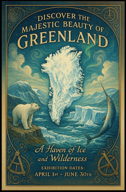 Greenland's Natural Beauty Exhibition Icy Landscapes Wildlife Poster