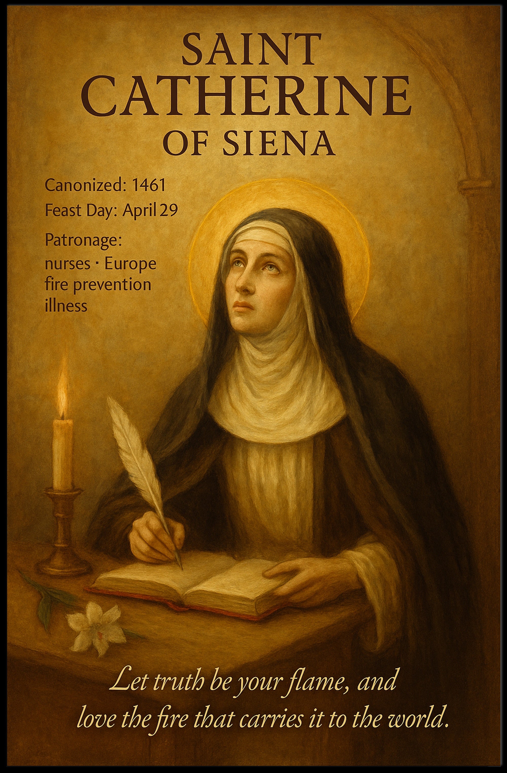 Saint Catherine of Siena Religious Inspirational Poster