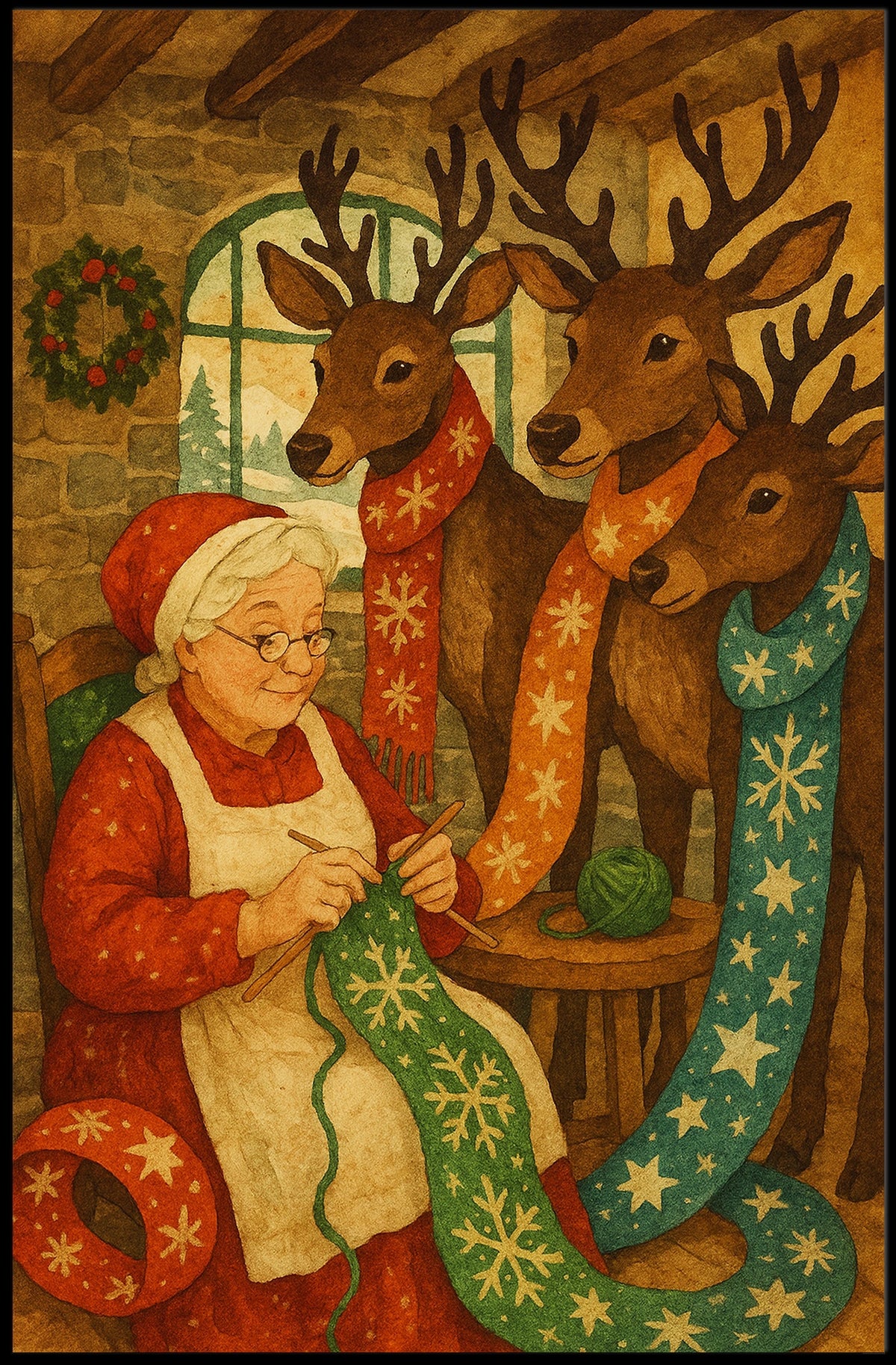 Cozy Christmas Knitting Poster