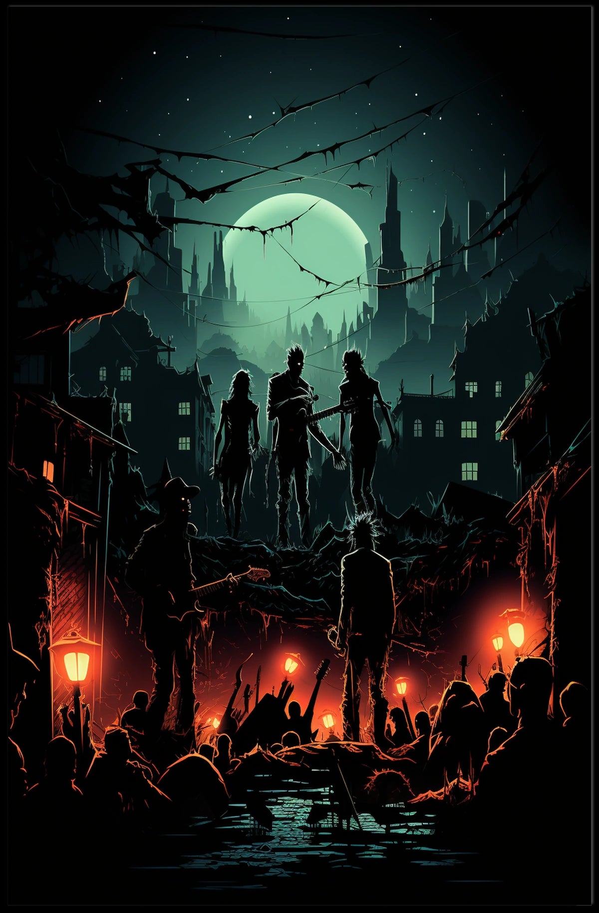 Dark Moonlit Rebellion: A Gritty Music or Concert Poster