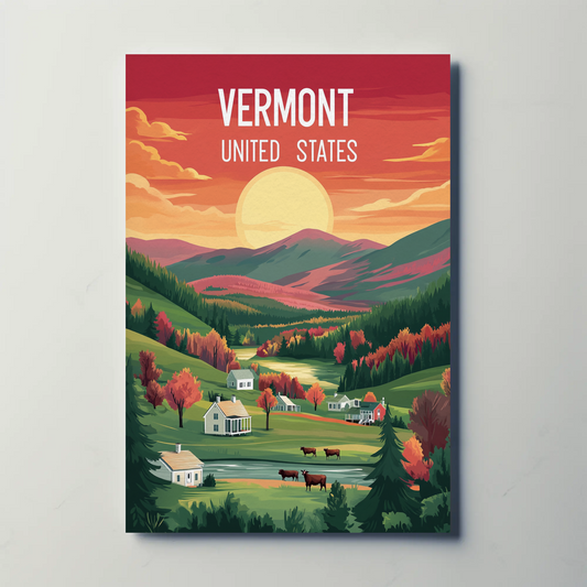 Vermont Vintage Poster - Sunset Valley