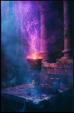 Mystical Chalice in Enchanted Stone Chamber Poster PosterGoat