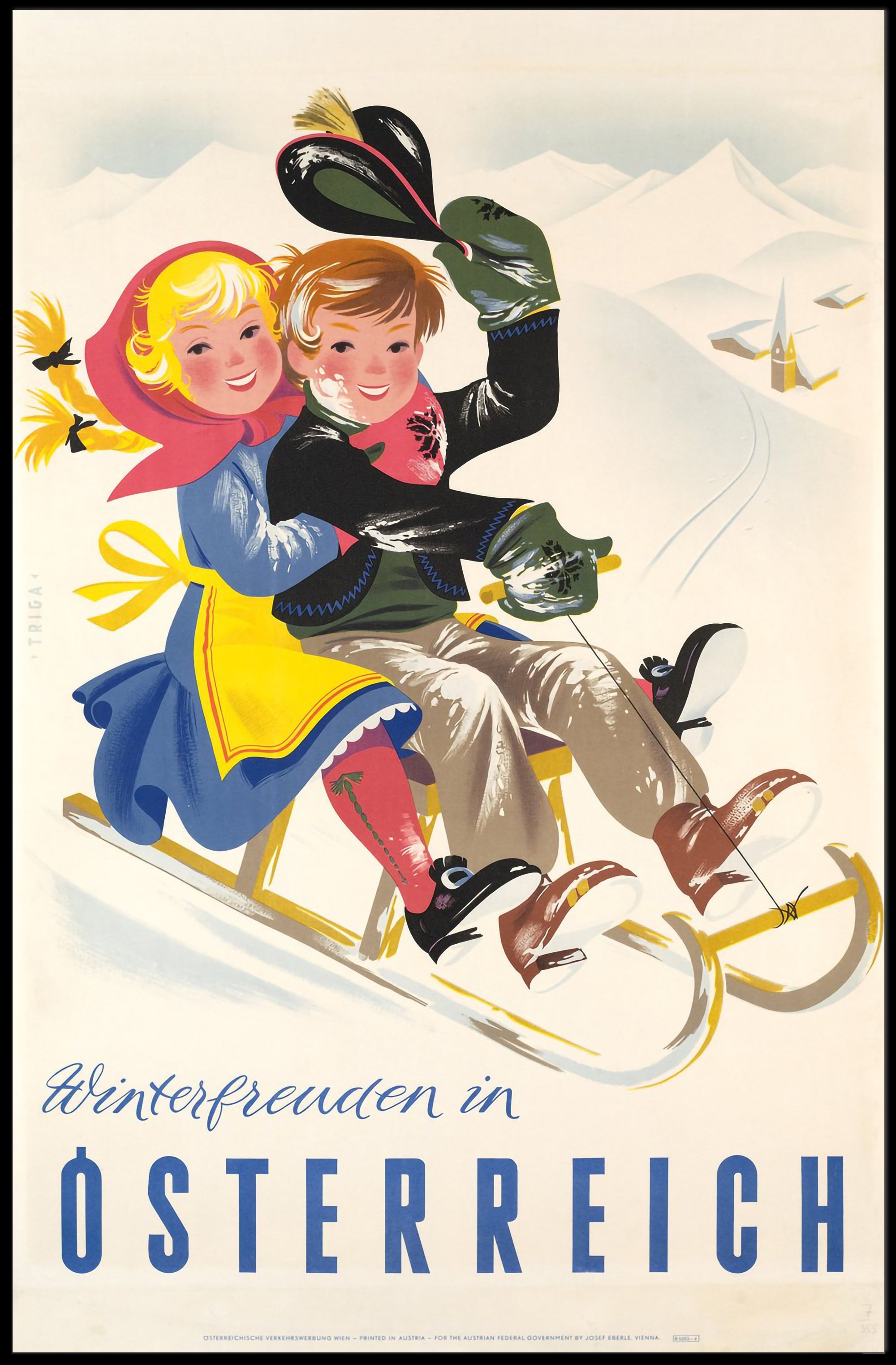 Winter Fun in Austria Vintage Travel Poster PosterGoat