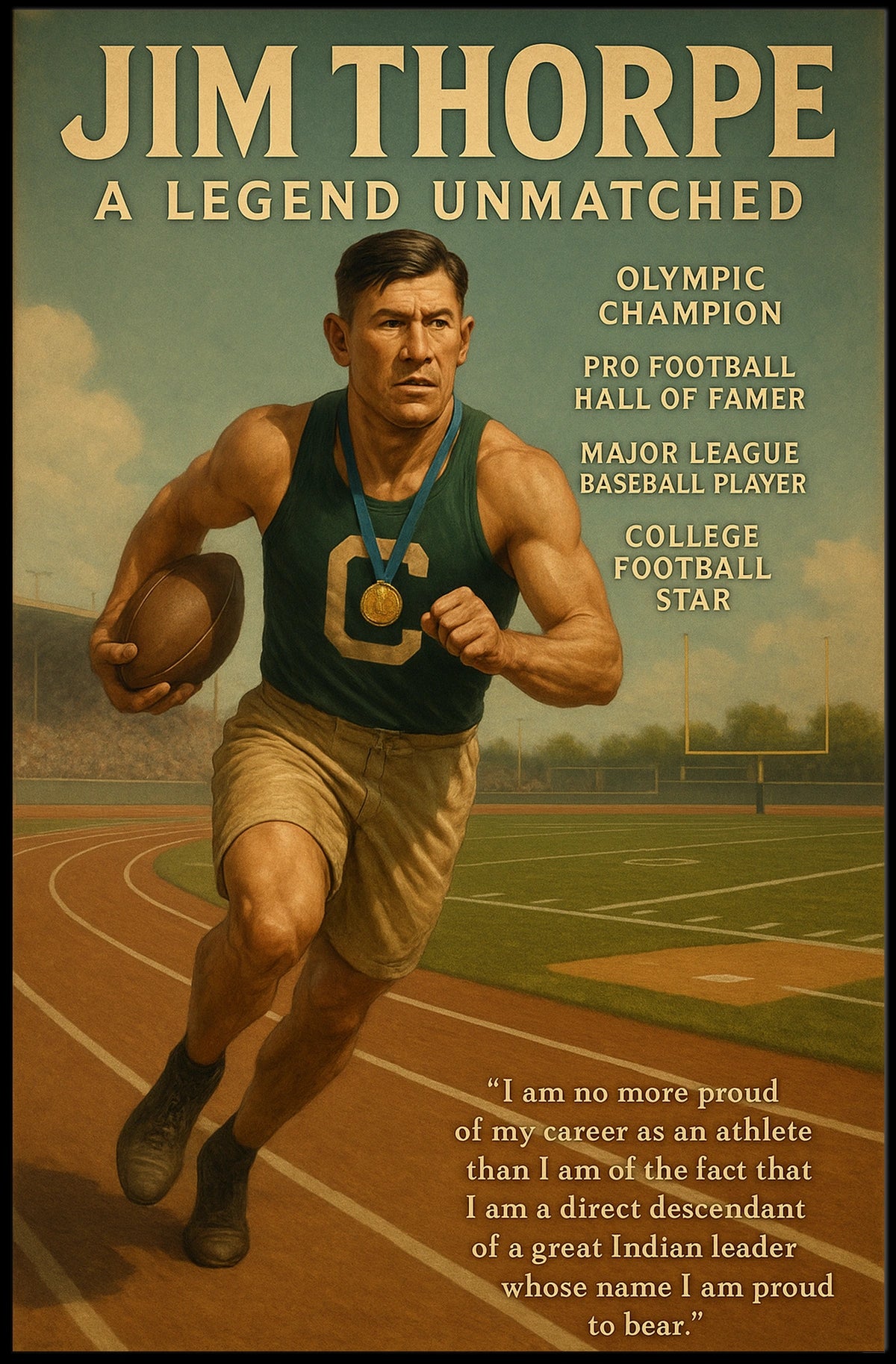 Jim Thorpe Legendary Athlete Poster