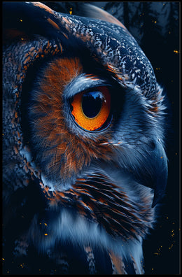 Mystical Owl Nighttime Photorealistic Art Poster