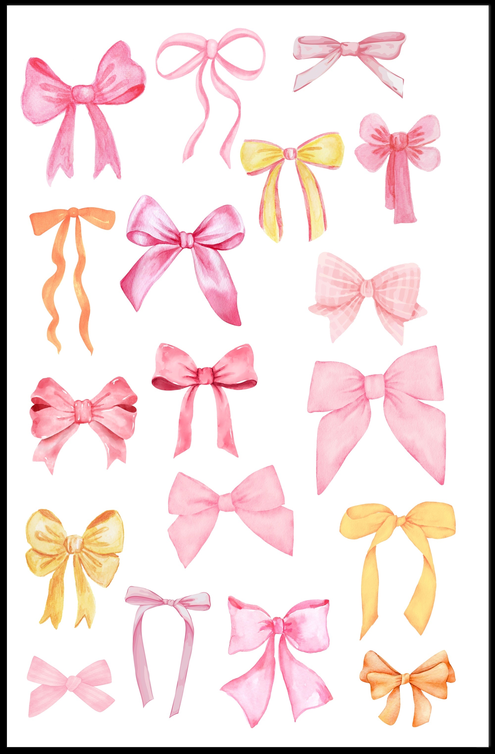 Whimsical Watercolor Bows Art Print - Artistic Poster PosterGoat