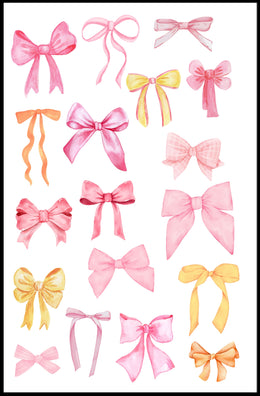 Whimsical Watercolor Bows Art Print - Artistic Poster PosterGoat