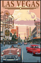 Retro Las Vegas Scene Mid-Century Travel Poster
