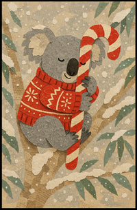 Cozy Koala in Winter Wonderland Poster