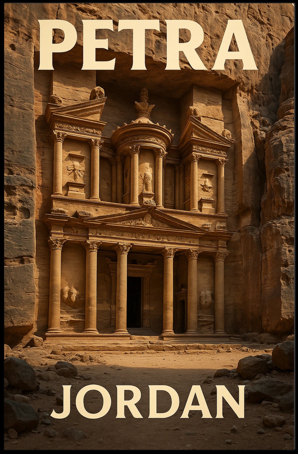 Petra Treasury Cultural Heritage Photorealism Travel Poster