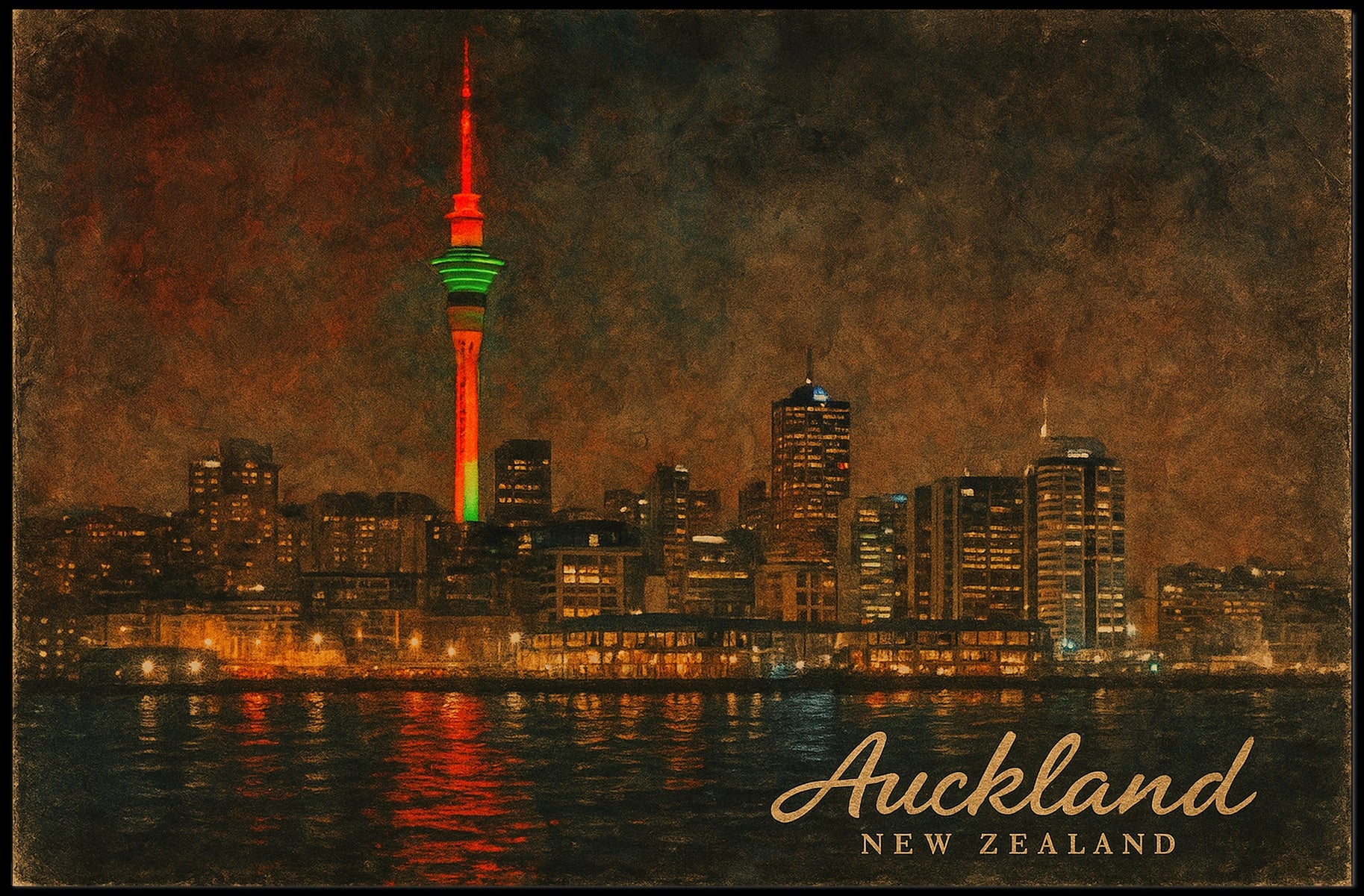 Auckland Skyline New Zealand Poster