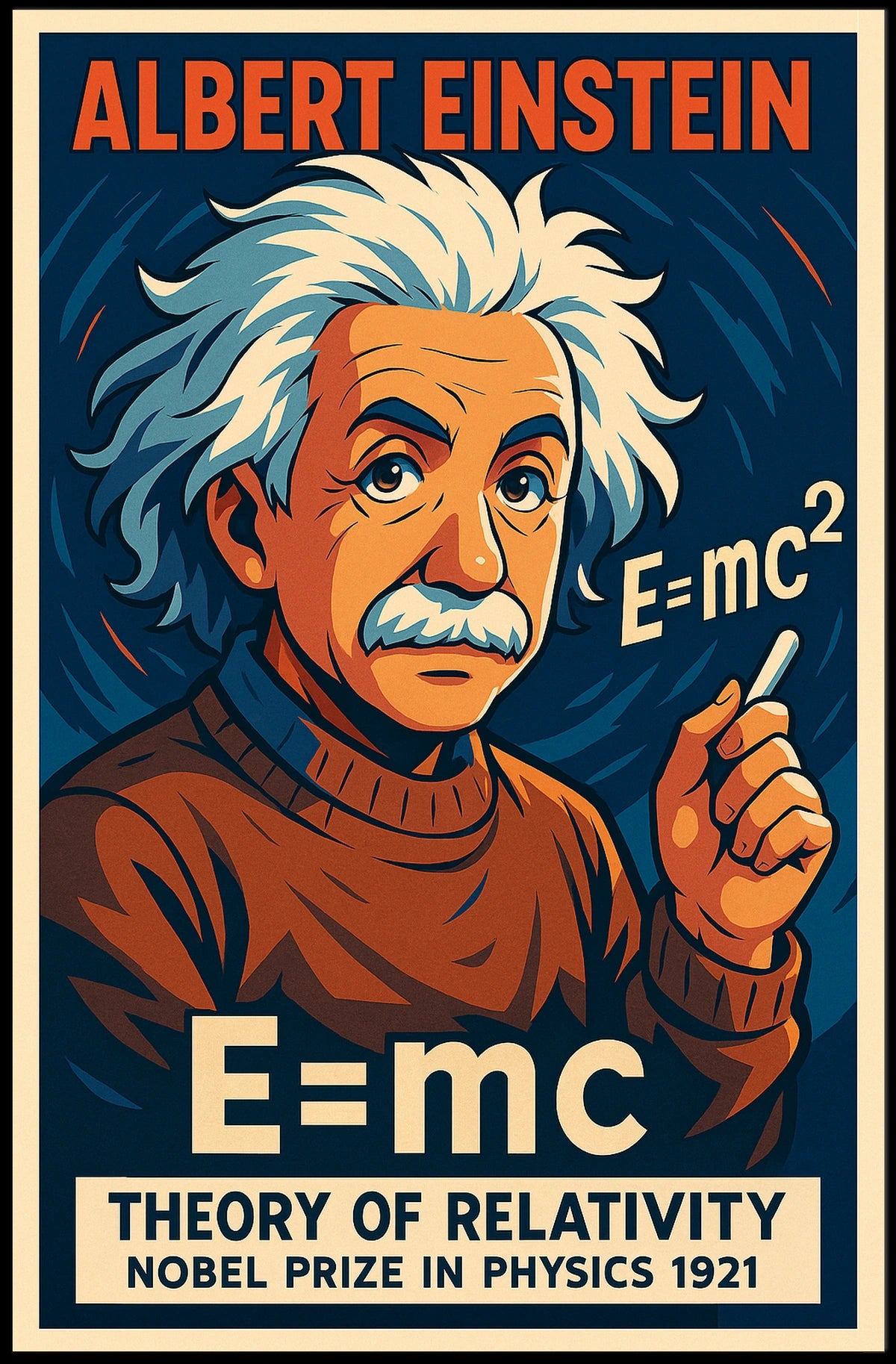 Albert Einstein Relativity Theory Vintage Poster