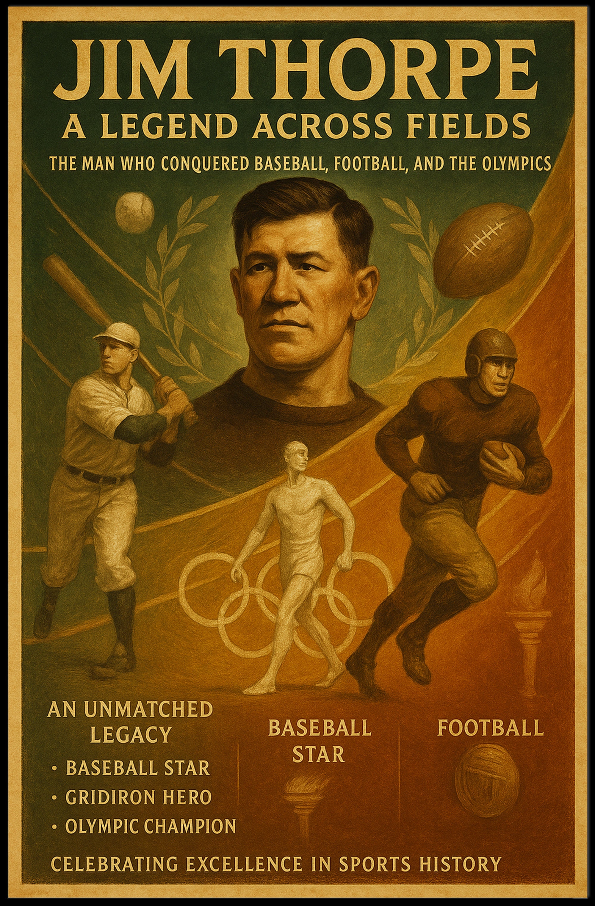 Jim Thorpe A Legend Across Fields Poster PosterGoat