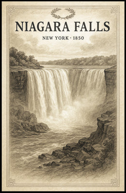 Niagara Falls New York 1850 Poster Vintage Wall Art