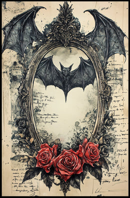 Gothic Bat Design Artistic Abstract and Pop Culture Poster