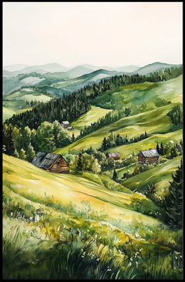 Ukraine Carpathian Mountains Countryside View Poster