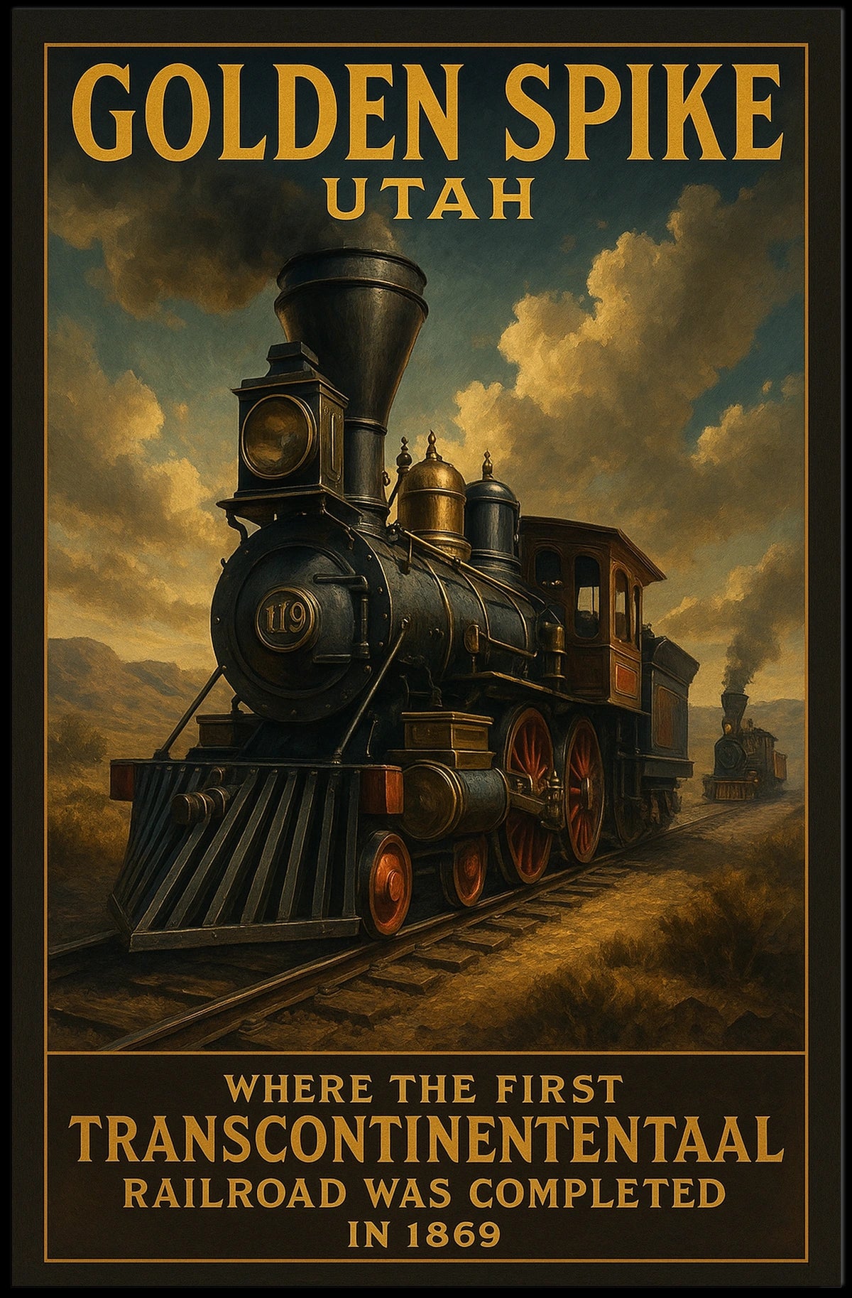 Golden Spike Transcontinental Railroad Poster