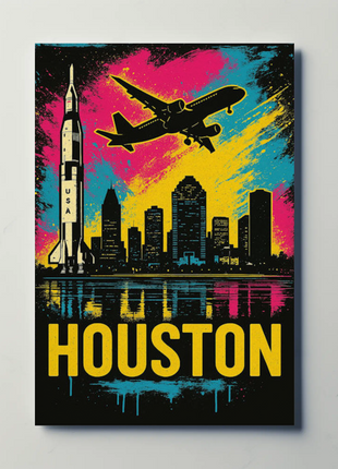 Houston Texas Rocket City Skyline Art Poster
